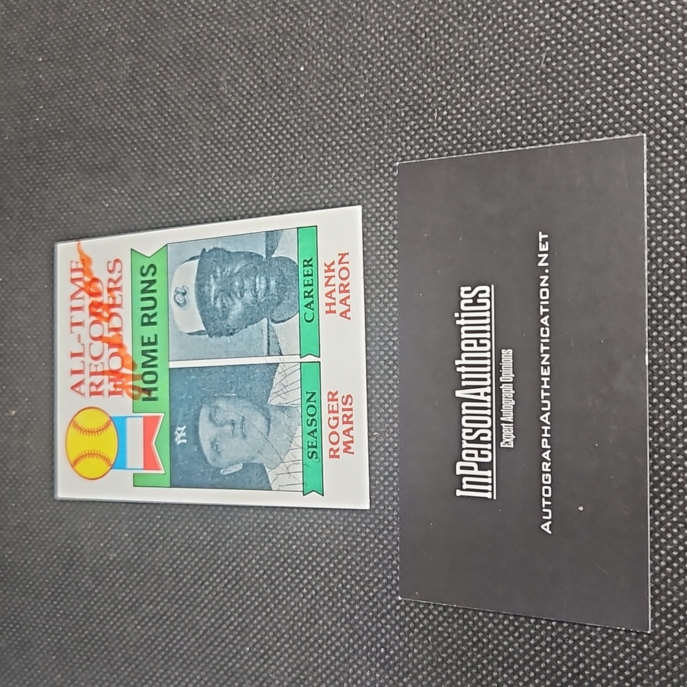 Hank Aaron Roger Maris autographed card 1980 Topps inpersonauthentics.net coa .